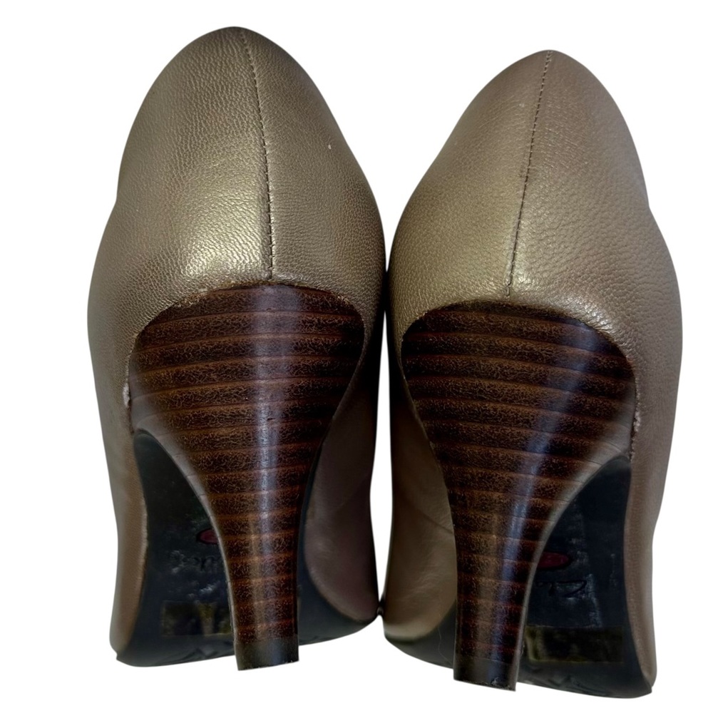 Clarks Metallic Gold Open-Toe Leather Pumps Size 6.5 - Picture 8 of 11